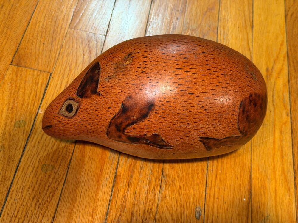 Vintage Calabash Gourd Folk Art Cut Decor Hand Carved Animal
